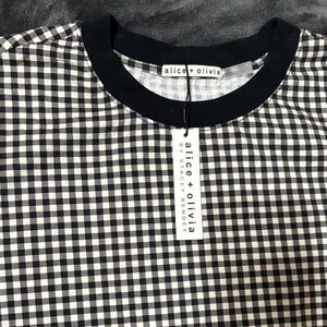 Alice + Olivia Black and White Gingham Midi Dress